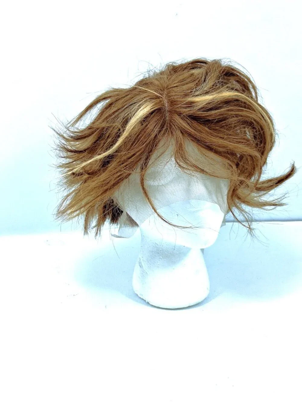 Wig Short Layered Bob Auburn Strawberry Blonde Highlights Lace Front